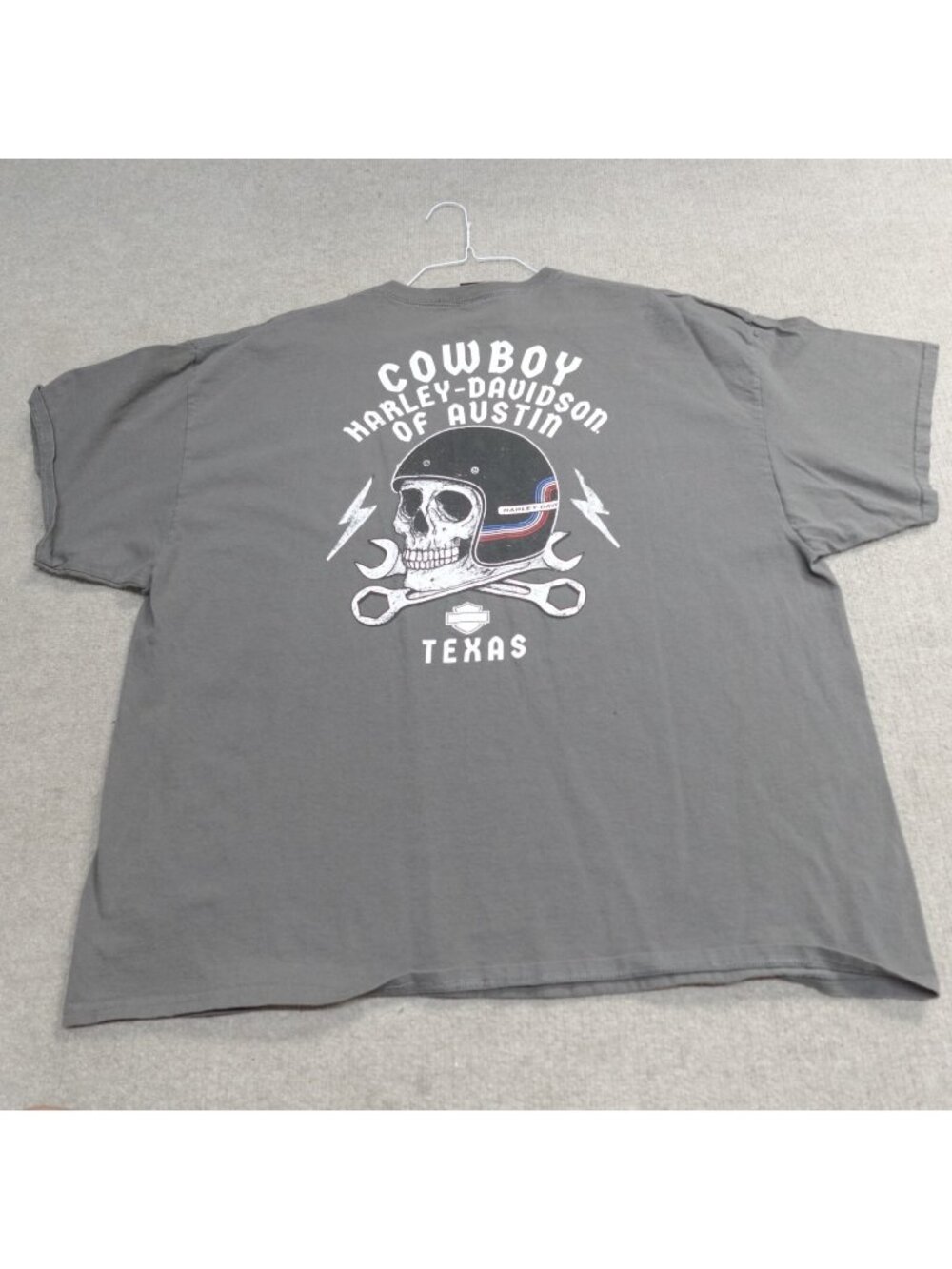 Harley Davidson Shirt 3XL Gray Cowboy of Austin Texas Double Sided